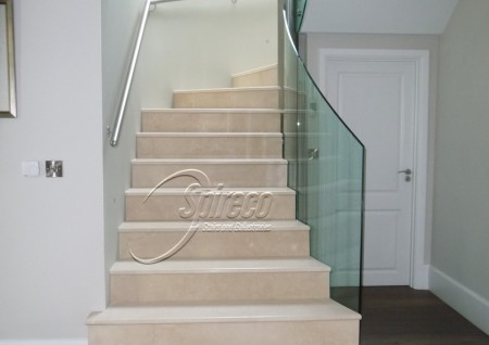 Marble Clad Stairs with Glass Balustrade