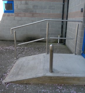 ‘Ashbourne School’ Stainless Steel Ramp Rails & Bollard