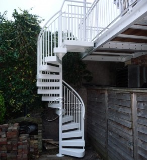 White Powder-Coated Spiral Stairs