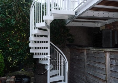 White Powder-Coated Spiral Stairs